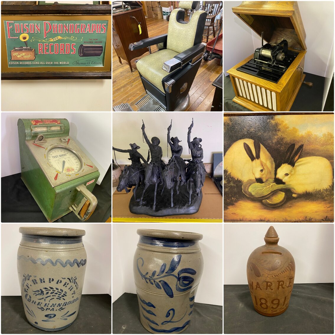 Jane Lew, WV HUGE Antique Auction! 500 Lots! Stoneware, Phonographs