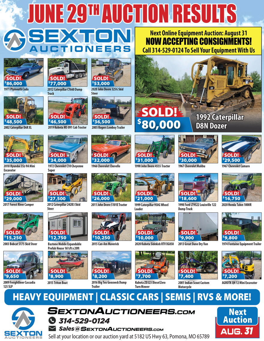 Image for Sexton Auctioneers June 29th Equipment Auction