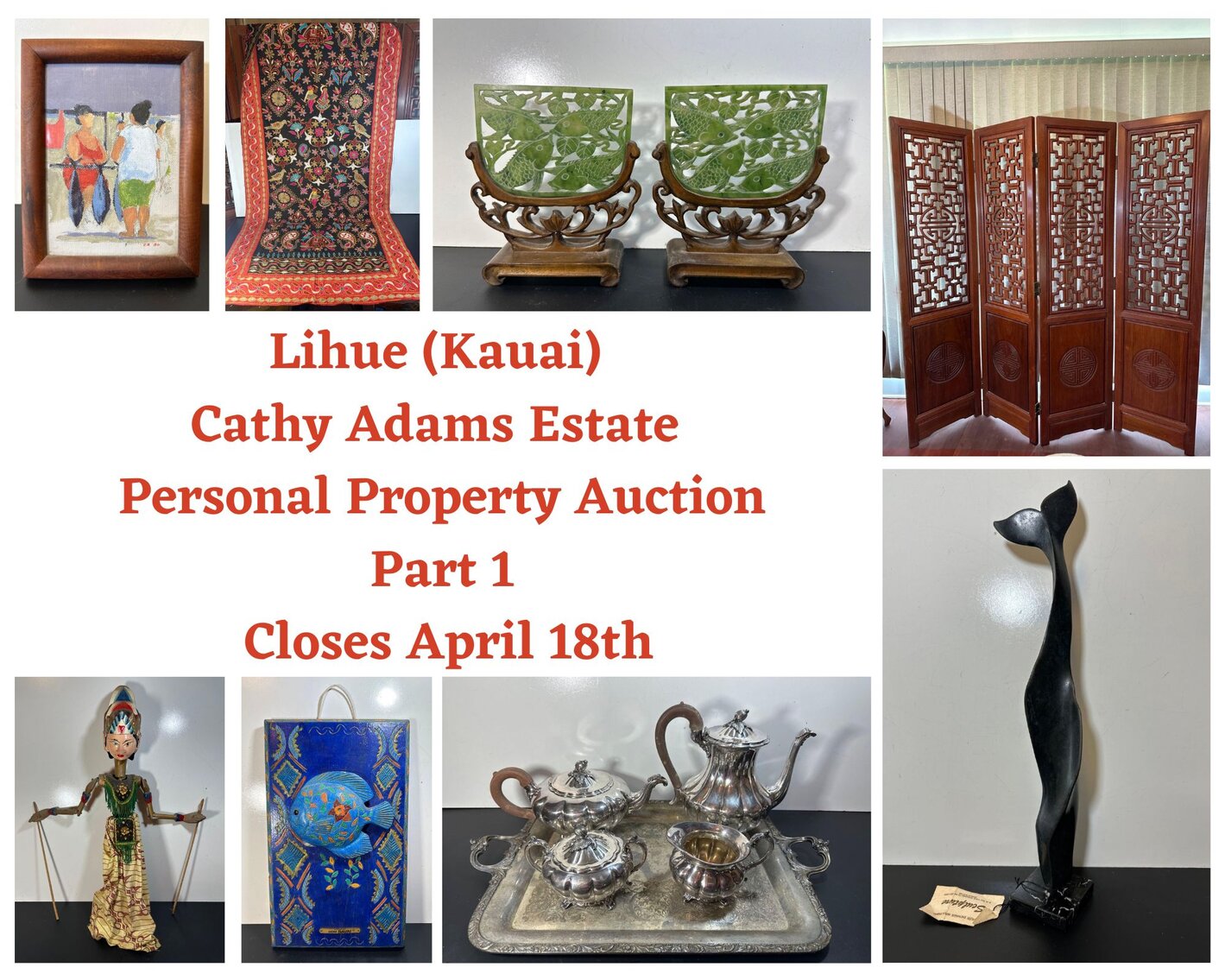 Image for 04/18 Lihue (KAUAI) Cathy Adams Estate Personal Property Auction Part 1