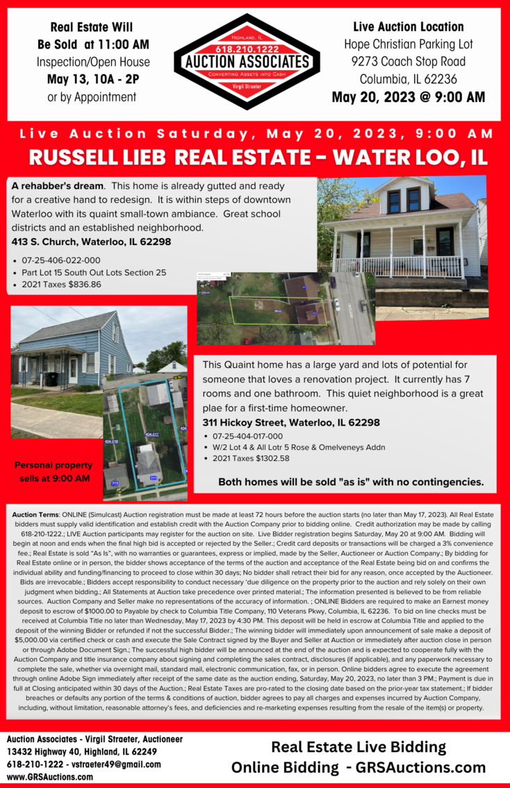 Russell Lieb Estate Real Estate Auction Online