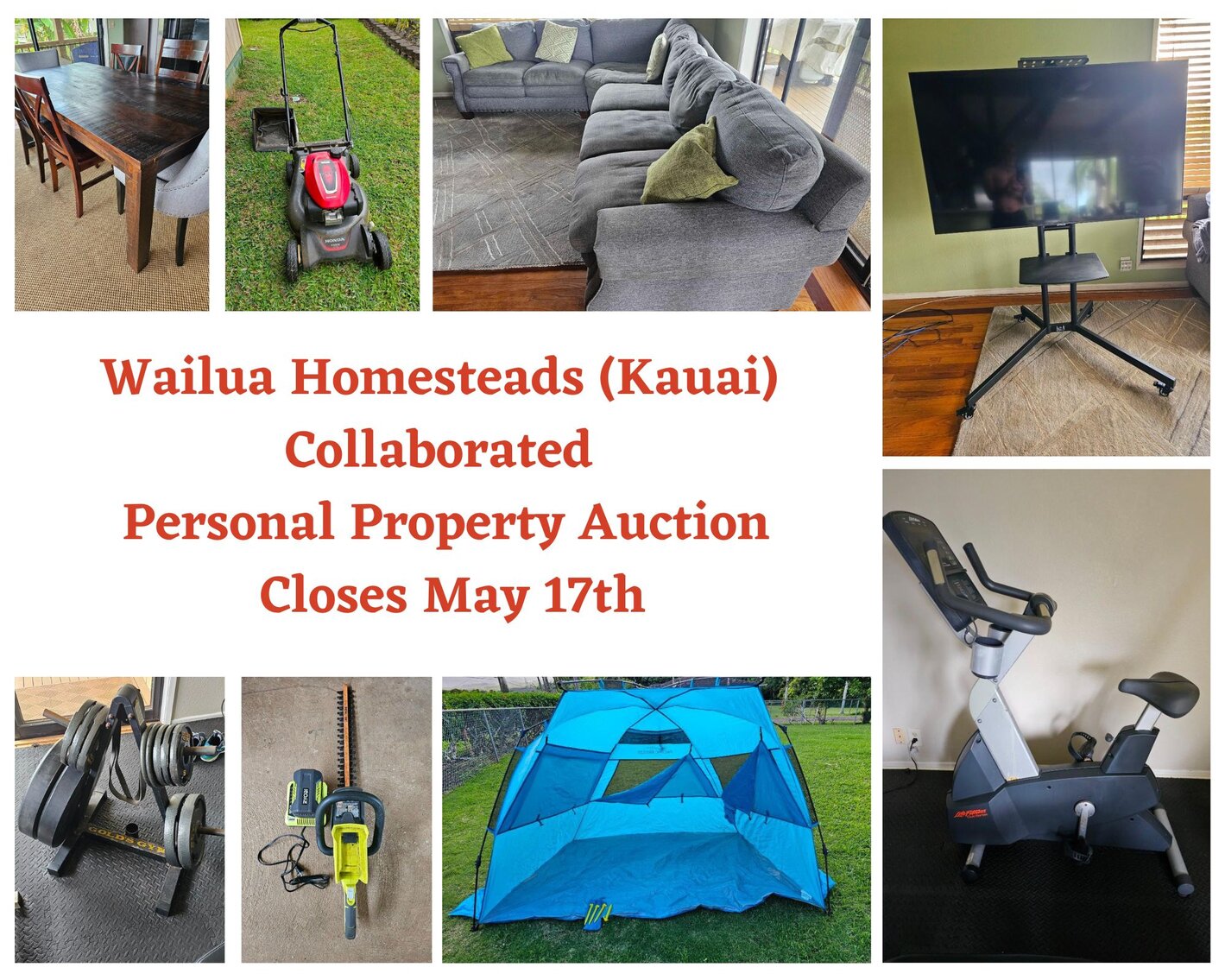 Image for 05/17 Wailua Homesteads (KAUAI) Collaborated Personal Property Auction