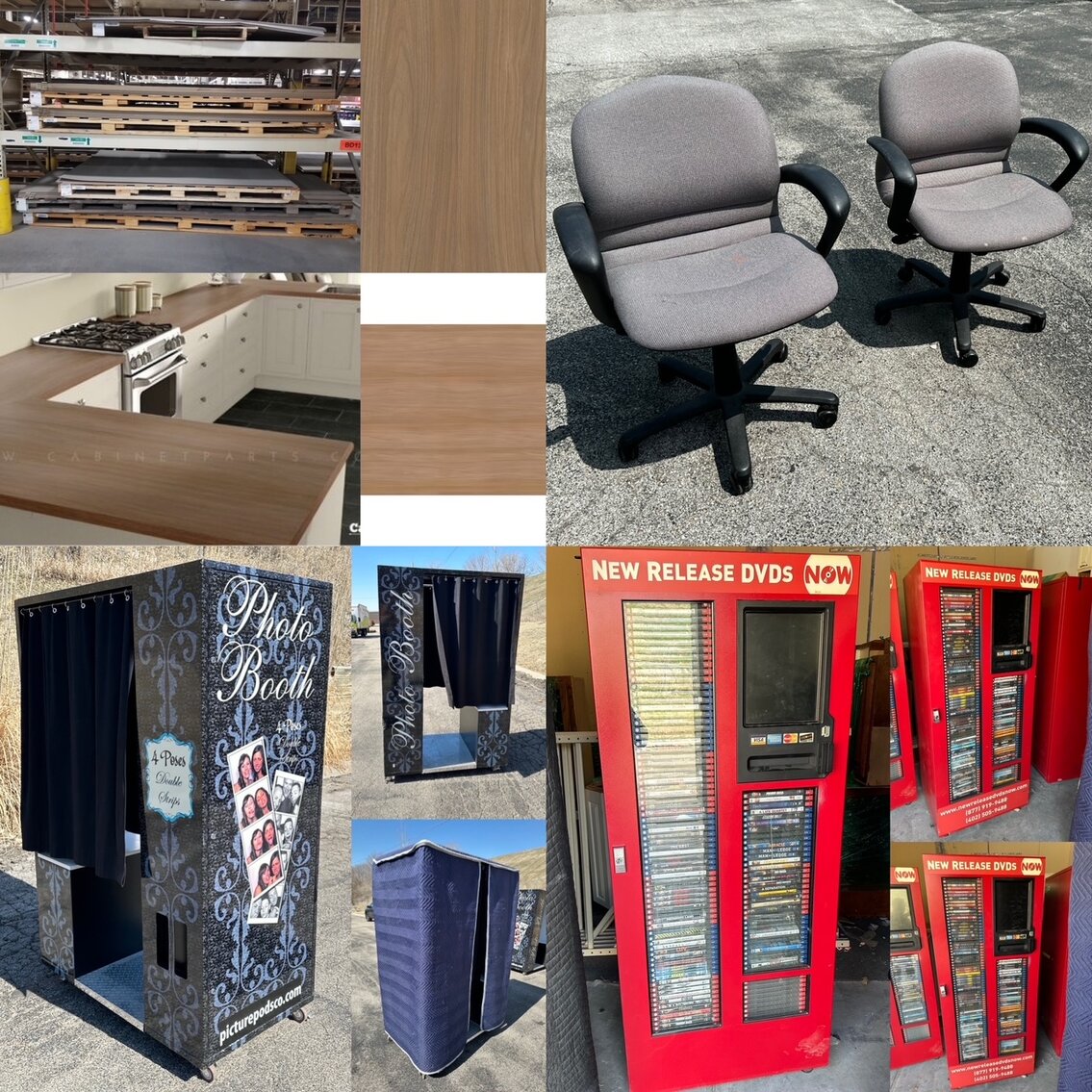 Image for DVD Rental Machines, $70,000+ Laminate Countertop Sheets, Office Chairs