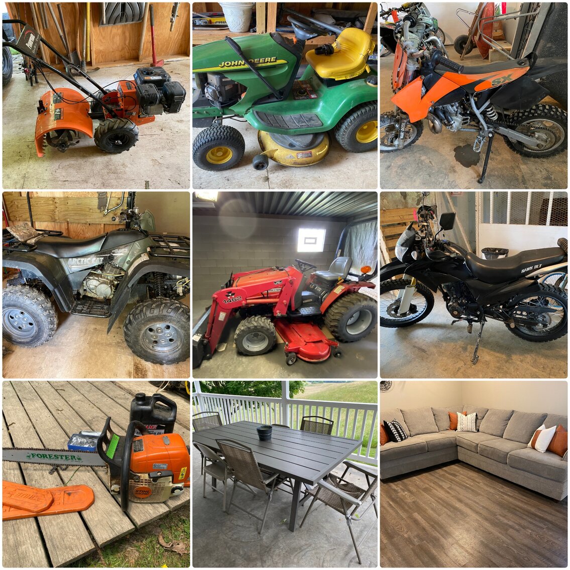 Fairmont, WV Moving Auction Massey Ferguson 1423 w/loader, ’05 Arctic Cat 400, JD 16hp Lawn