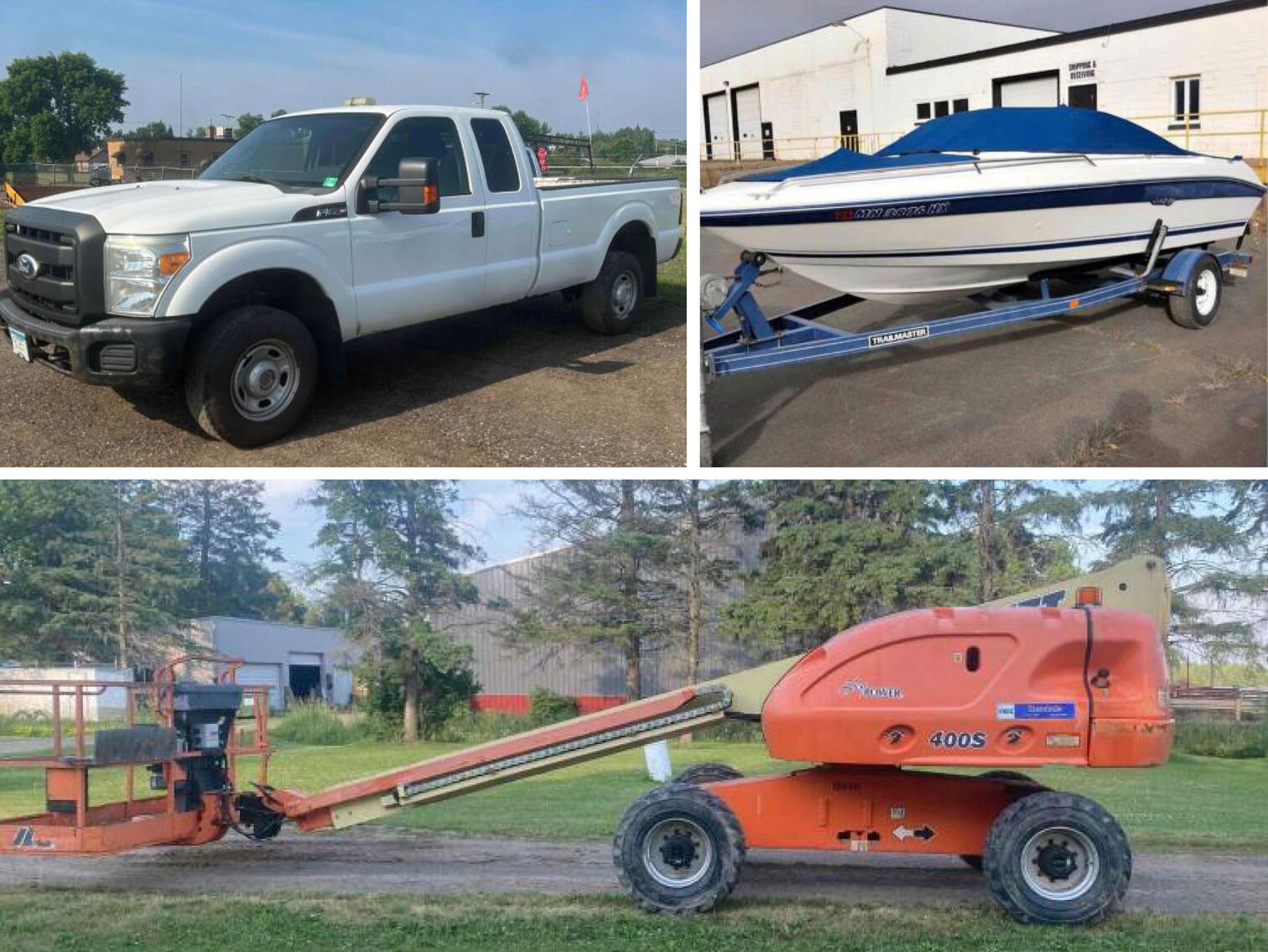 Vehicles, Sea Ray 180, JLG 400S Manlift, Power Tools