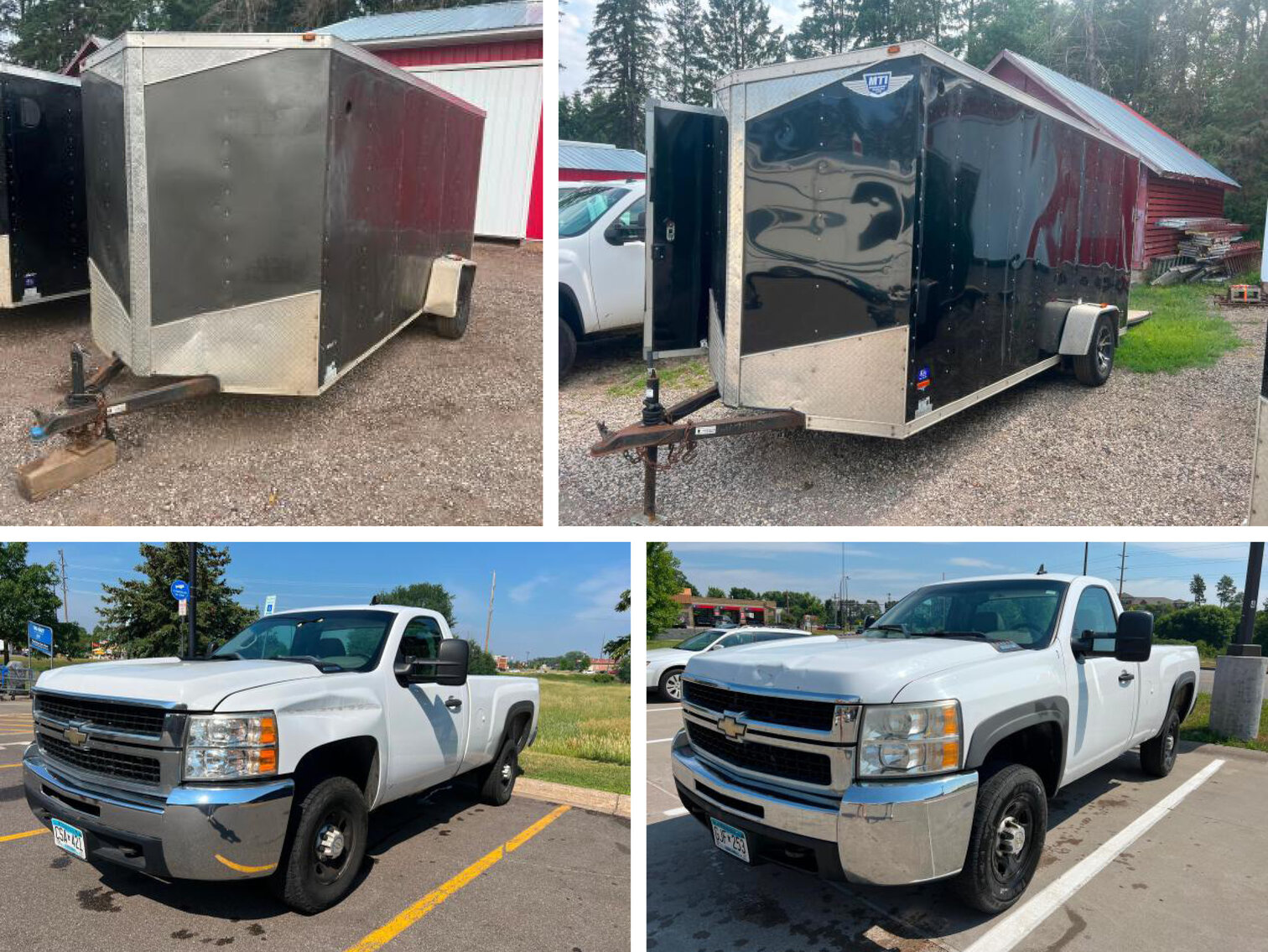 (3) Chevrolet Silverado 2500 Trucks, (4) 14' Enclosed Trailers
