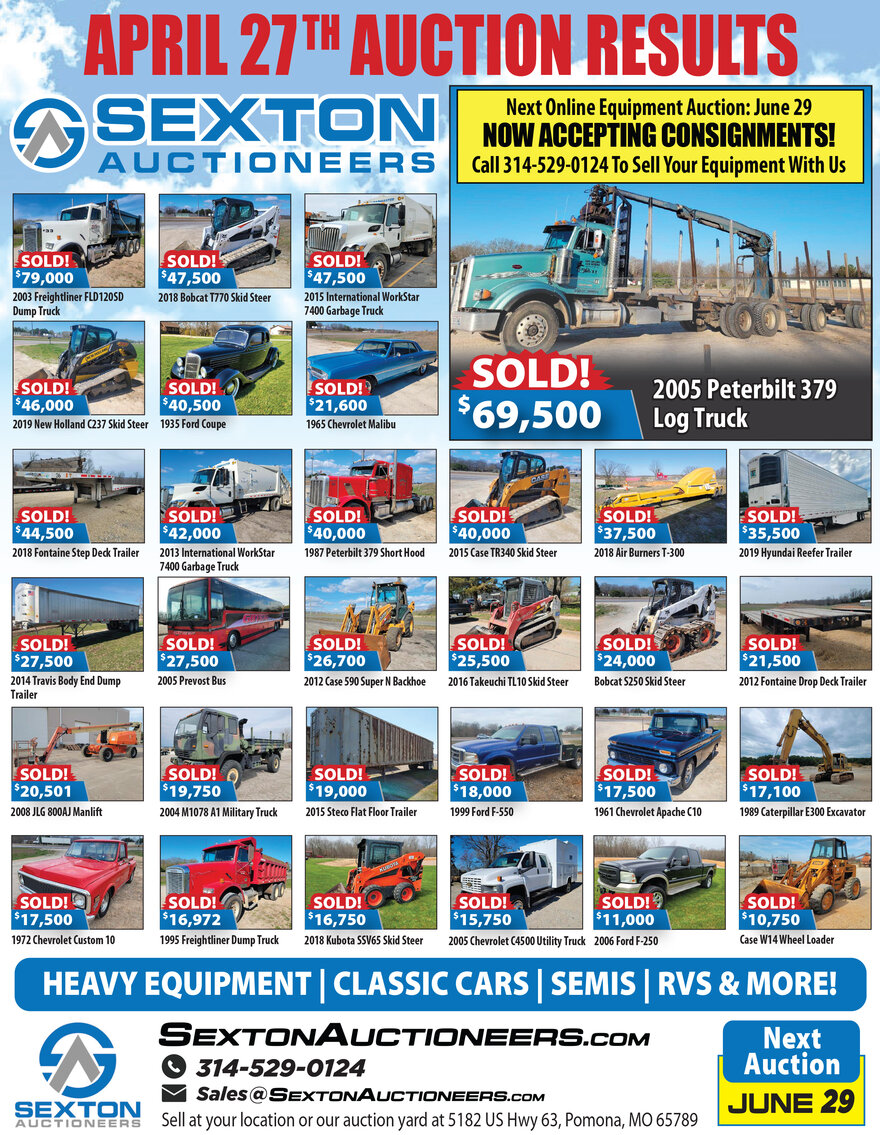 Image for Sexton Auctioneers April 27th Equipment Auction