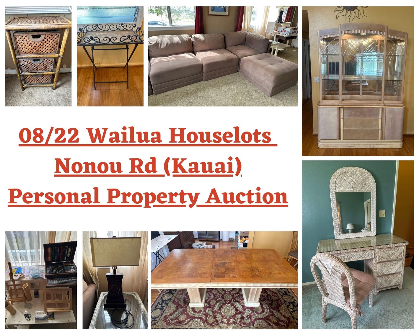 Image for 08/22 Wailua Houselots Nonou Rd (Kauai) Personal Property Auction