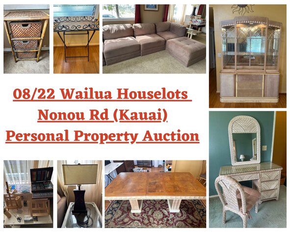 Image for 08/22 Wailua Houselots Nonou Rd (Kauai) Personal Property Auction