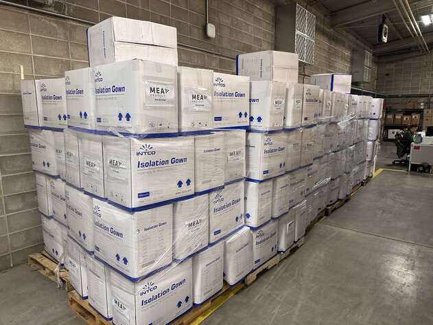 Image for Local Government Surplus Timed Auction - Bleachers, Arm Chairs w/ Tablet Table Tops, PPE, Bulk N95 Masks & Isolation Gowns