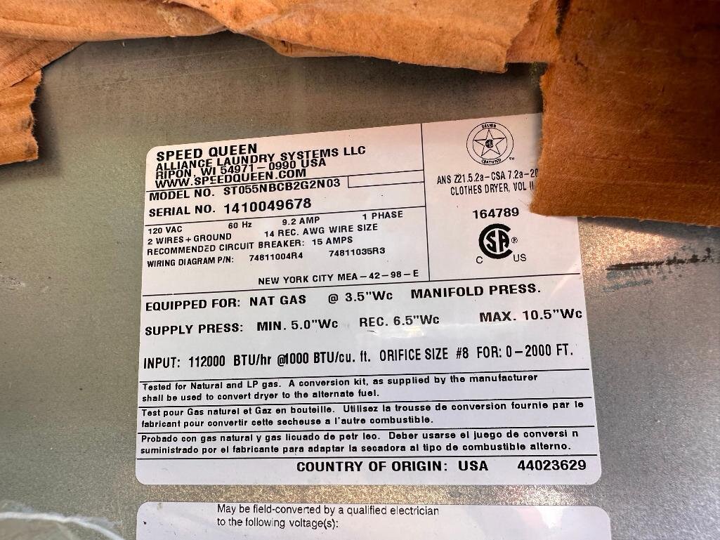 Image for 12 New Speed Queen Commercial Coin-Op Clothes Dryers Omaha