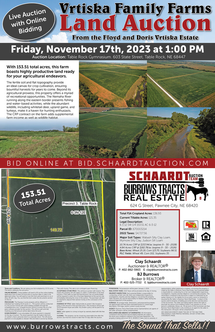 Image for Vrtiska Family Farms Land Auction - Pawnee County by the Schaardt Auction Team with Burrows Tracts Real Estate