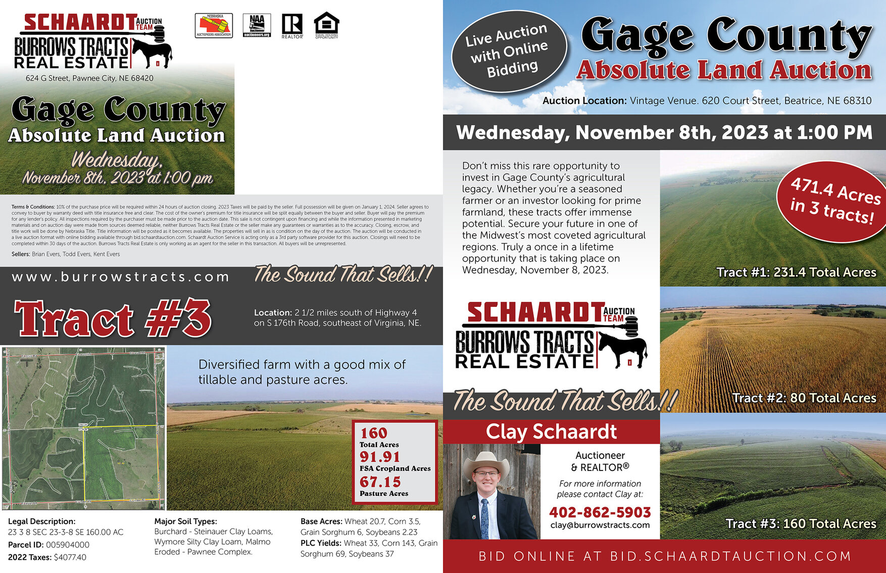 Absolute Gage County Farmland Auction by the Schaardt Auction Team with