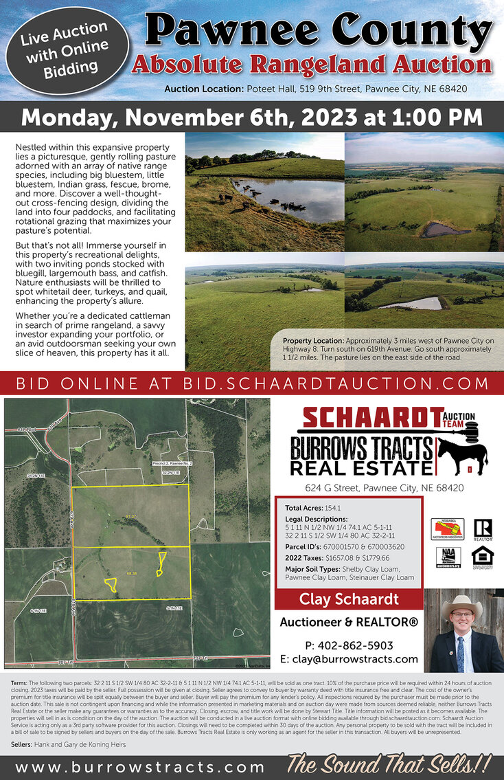 Image for Absolute Pawnee County Rangeland Auction by the Schaardt Auction Team with Burrows Tracts Real Estate