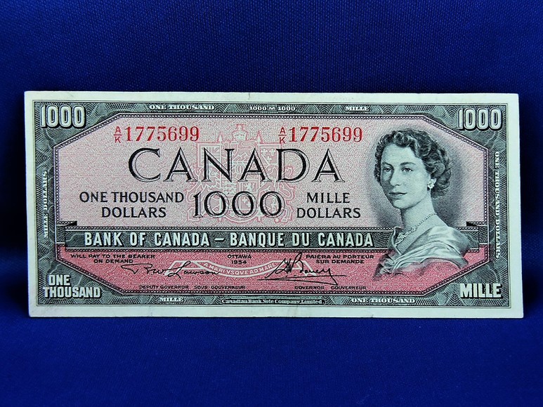 Image for 1954 $1000 CANADIAN BANKNOTE INVESTMENT QUALITY COLLECTIBLE