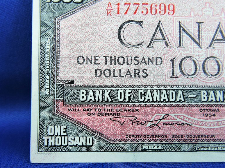 Image for 1954 $1000 CANADIAN BANKNOTE INVESTMENT QUALITY COLLECTIBLE