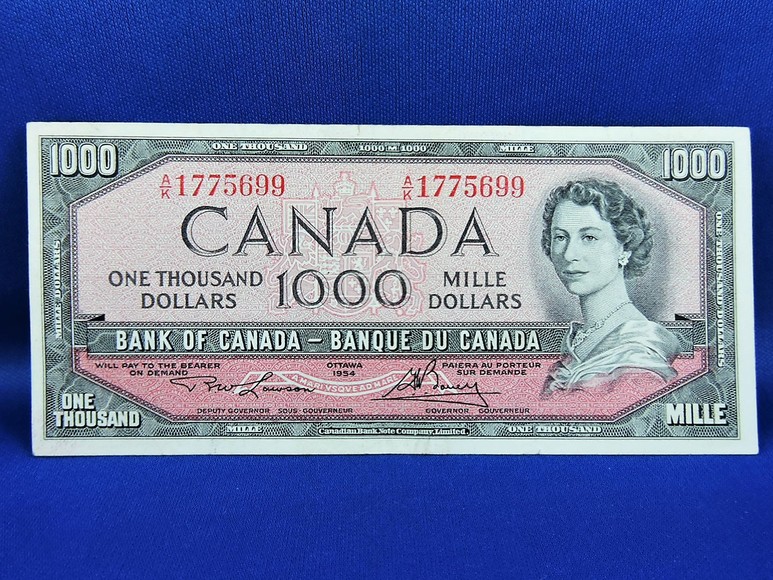 Image for 1954 $1000 CANADIAN BANKNOTE INVESTMENT QUALITY COLLECTIBLE