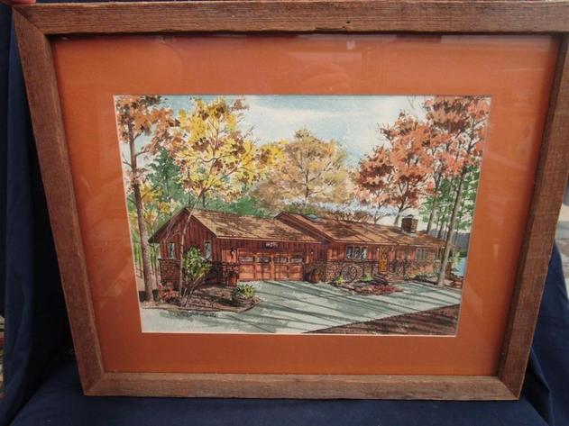 Image for Signed Griffith Gates watercolor in frame