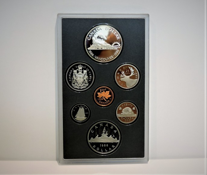 1986 Canada Proof Double Dollar Mint Set - Vancouver Centennial and the Arrival of the First Trans-Canada Train in Vancouver. 