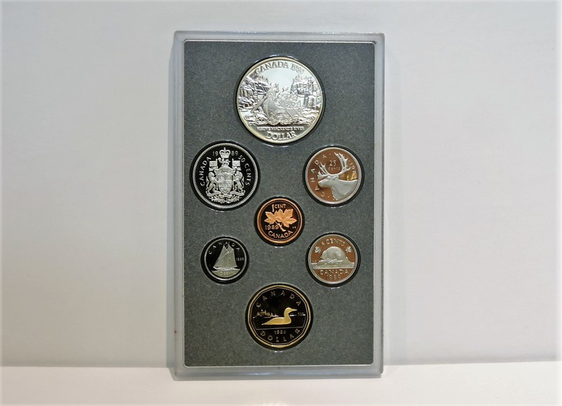 1989 Canada Proof Double Dollar Mint Set - Bicentennial of the First Voyage of Alexander MacKenzie to the Arctic Ocean. 
