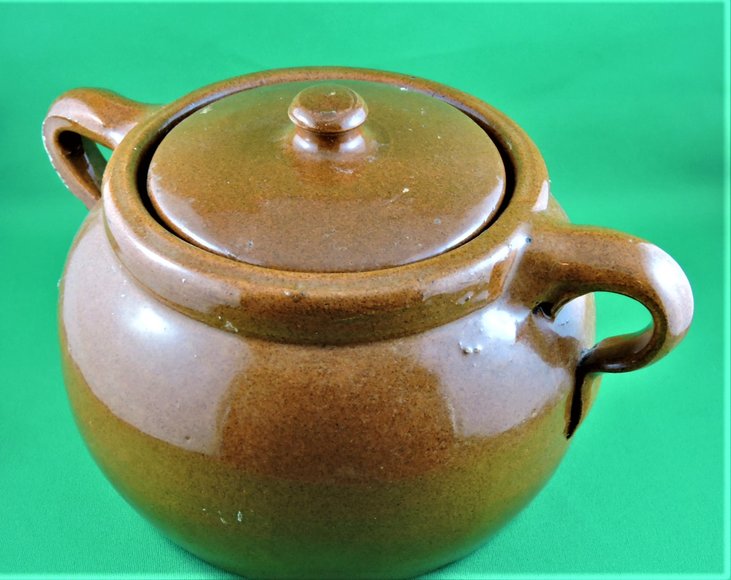 Image for VINTAGE BROWN STONEWARE BEAN POT