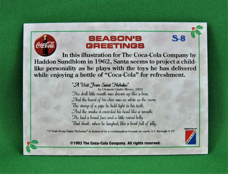 Image for Coca Cola - Santa - Coke Series 1993 1 Card S8