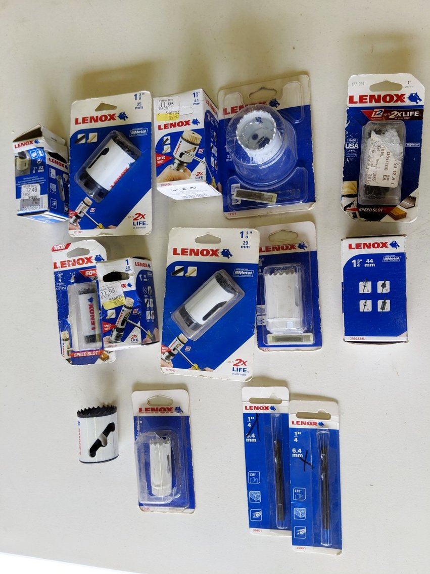 (12) Lenox Hole Saws and Extra Bits