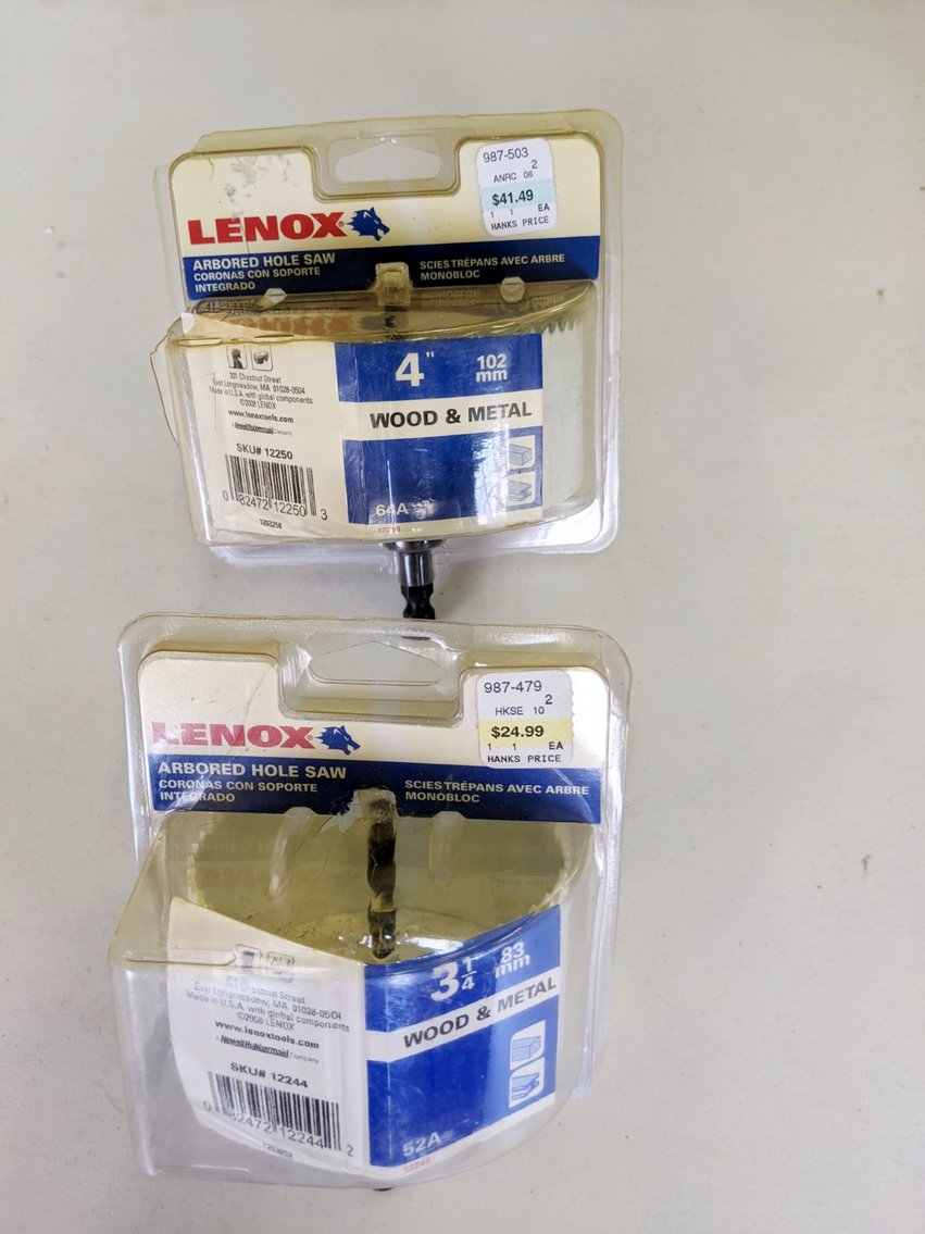 (2) Lenox Arbored Hole Saws
