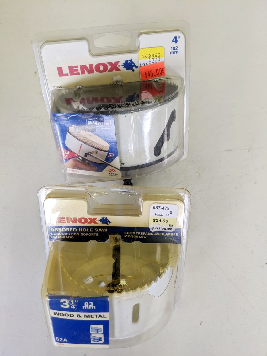 (2) Lenox Arbored Hole Saws