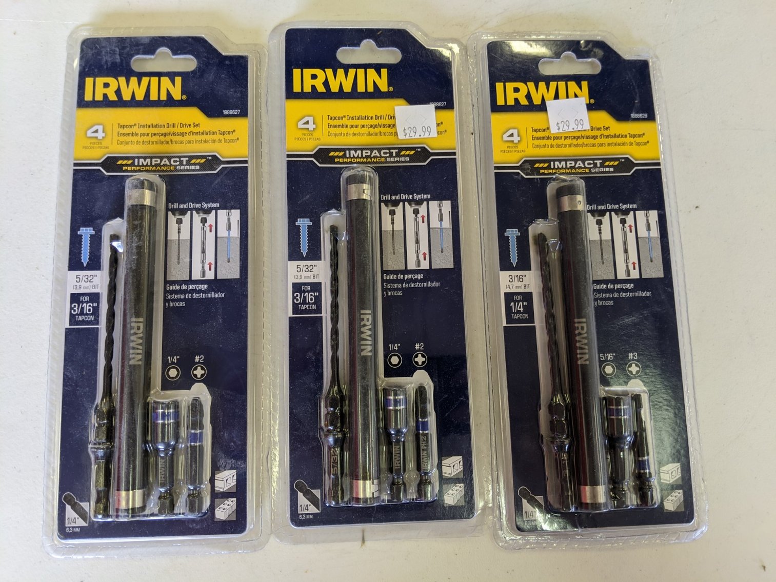 (3) Irwin Tapcon Installation Drill/Driver Sets