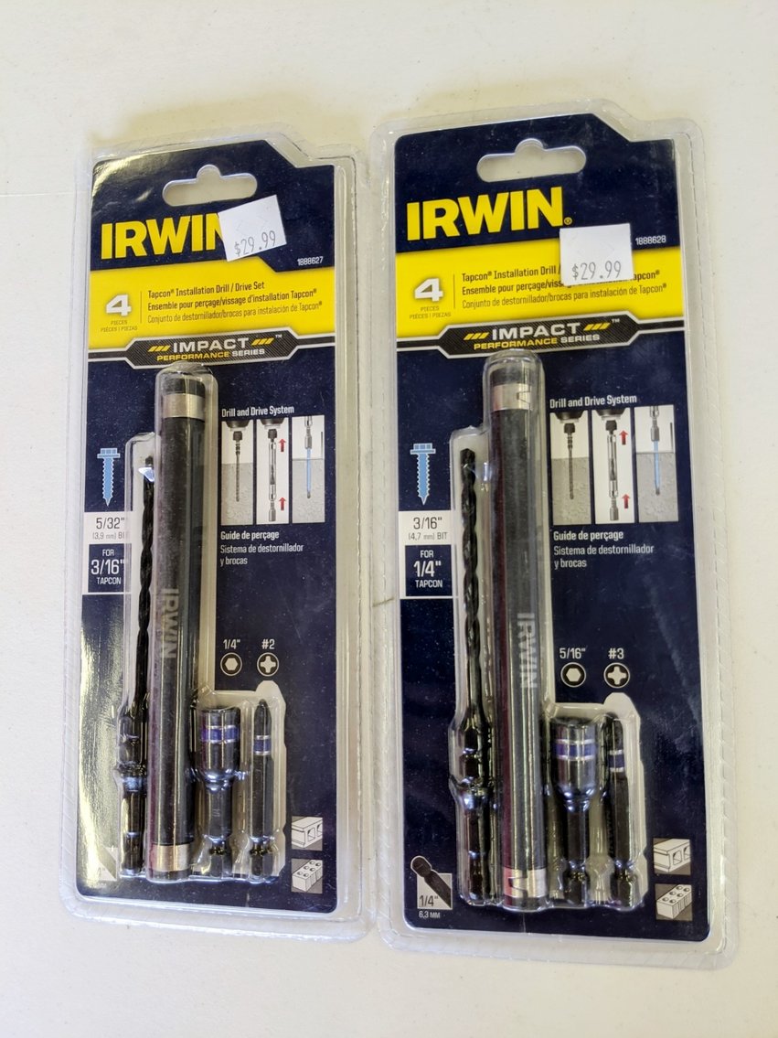 (2) Irwin Tapcon Installation Drill/Drive Sets