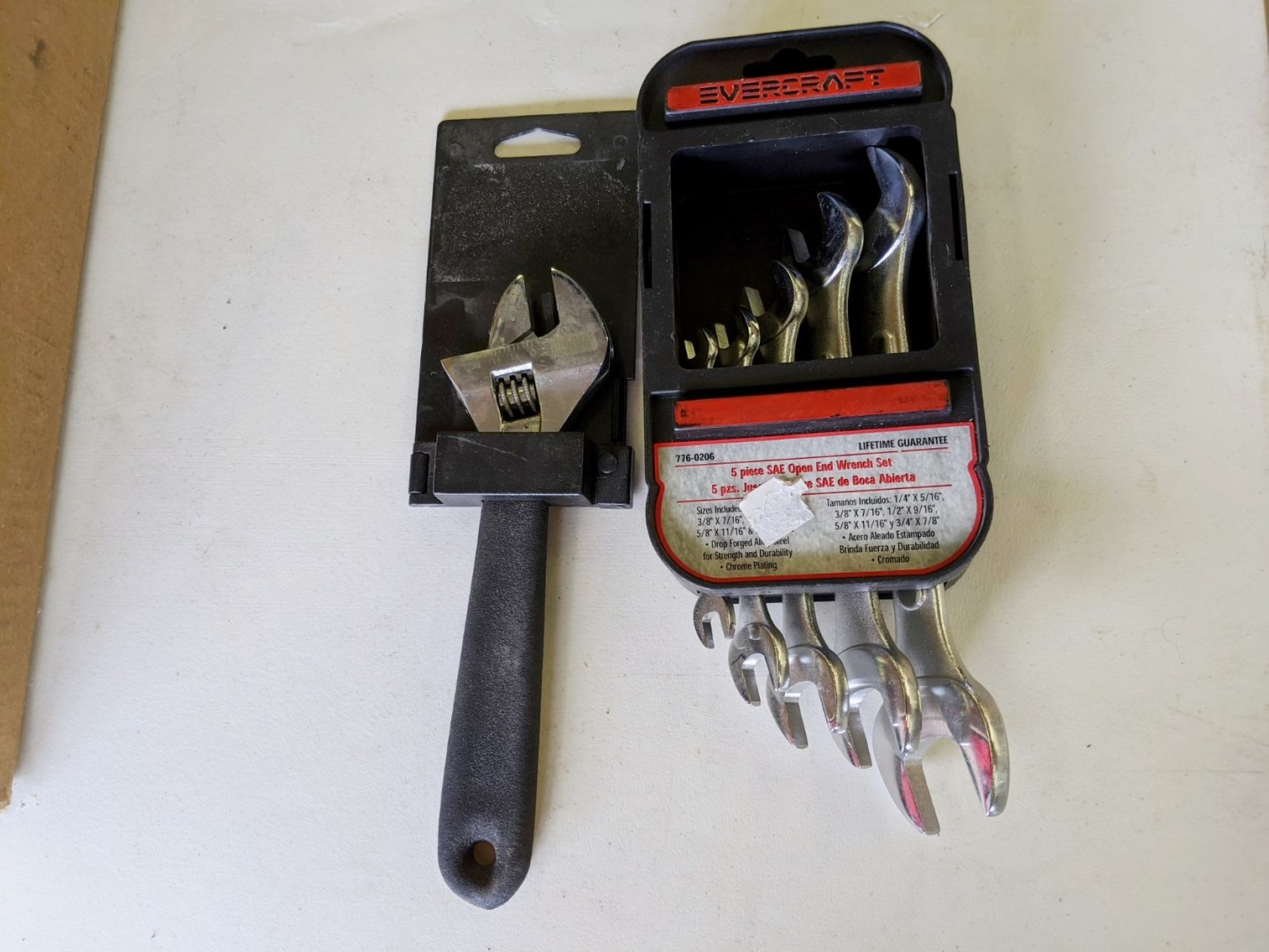 Adjustable Wrench and Open End Wrench Set