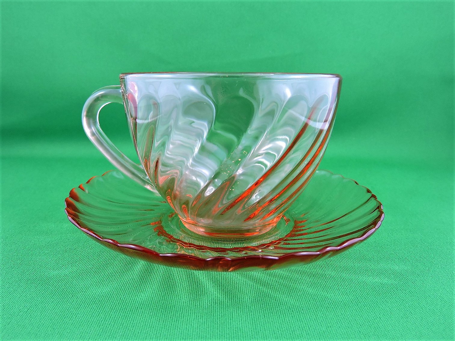 Image for Arcoroc France - Rosaline Pink - Pink Glass Tea Cup and Matching Saucer