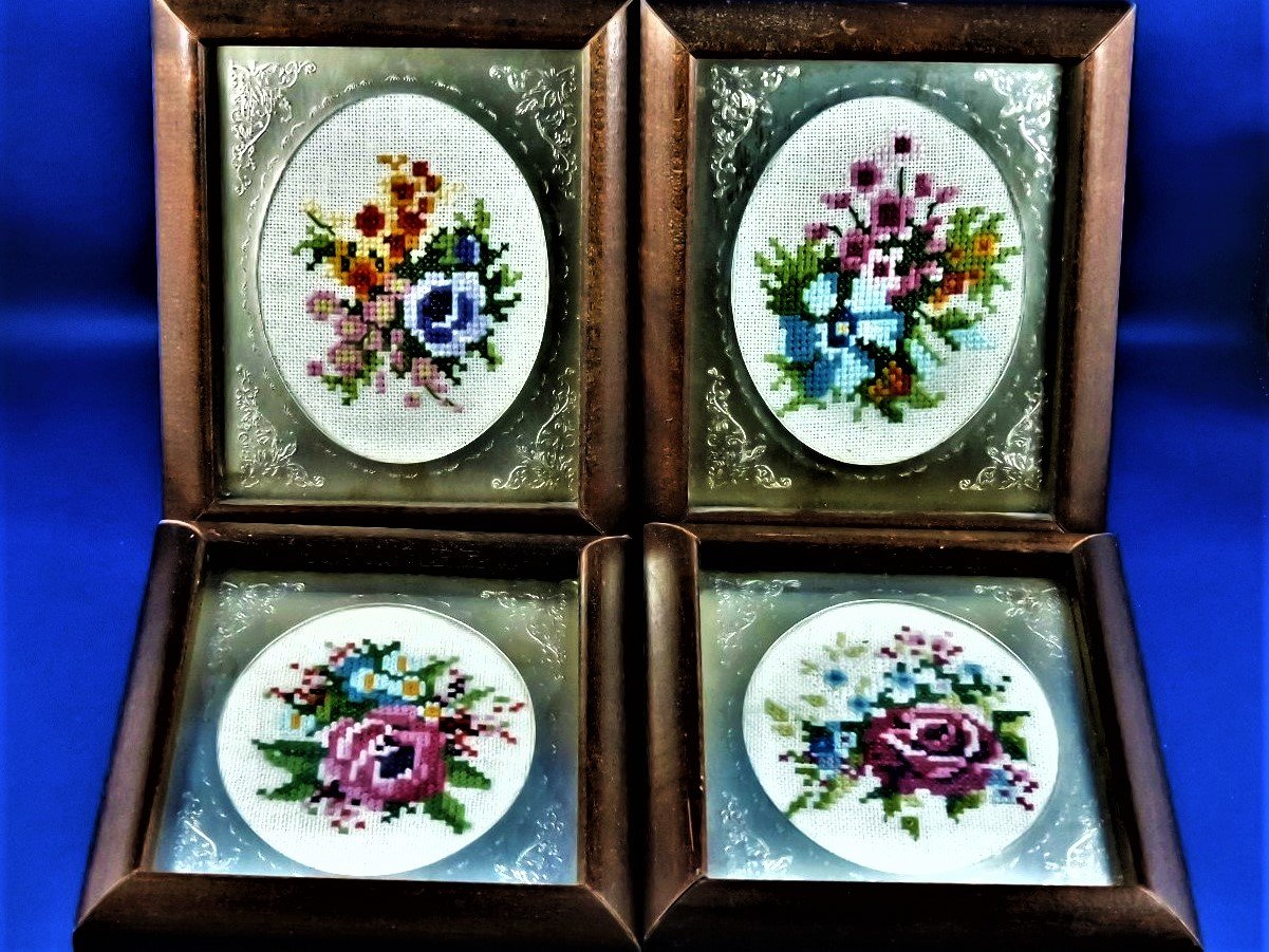 Image for Vintage Cross-Stitch - Framed Floral Designs
