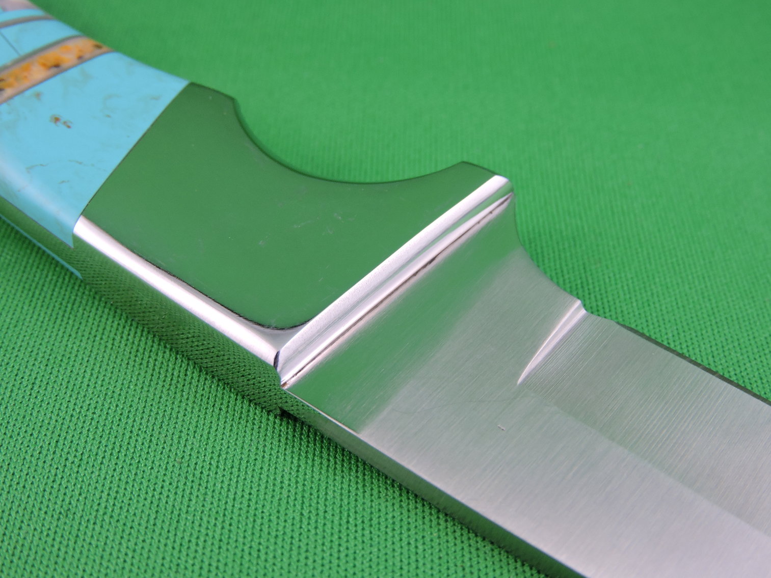 Image for Knife - Fixed Blade - Hand Forged - Turquoise Inlay - Custom Made.