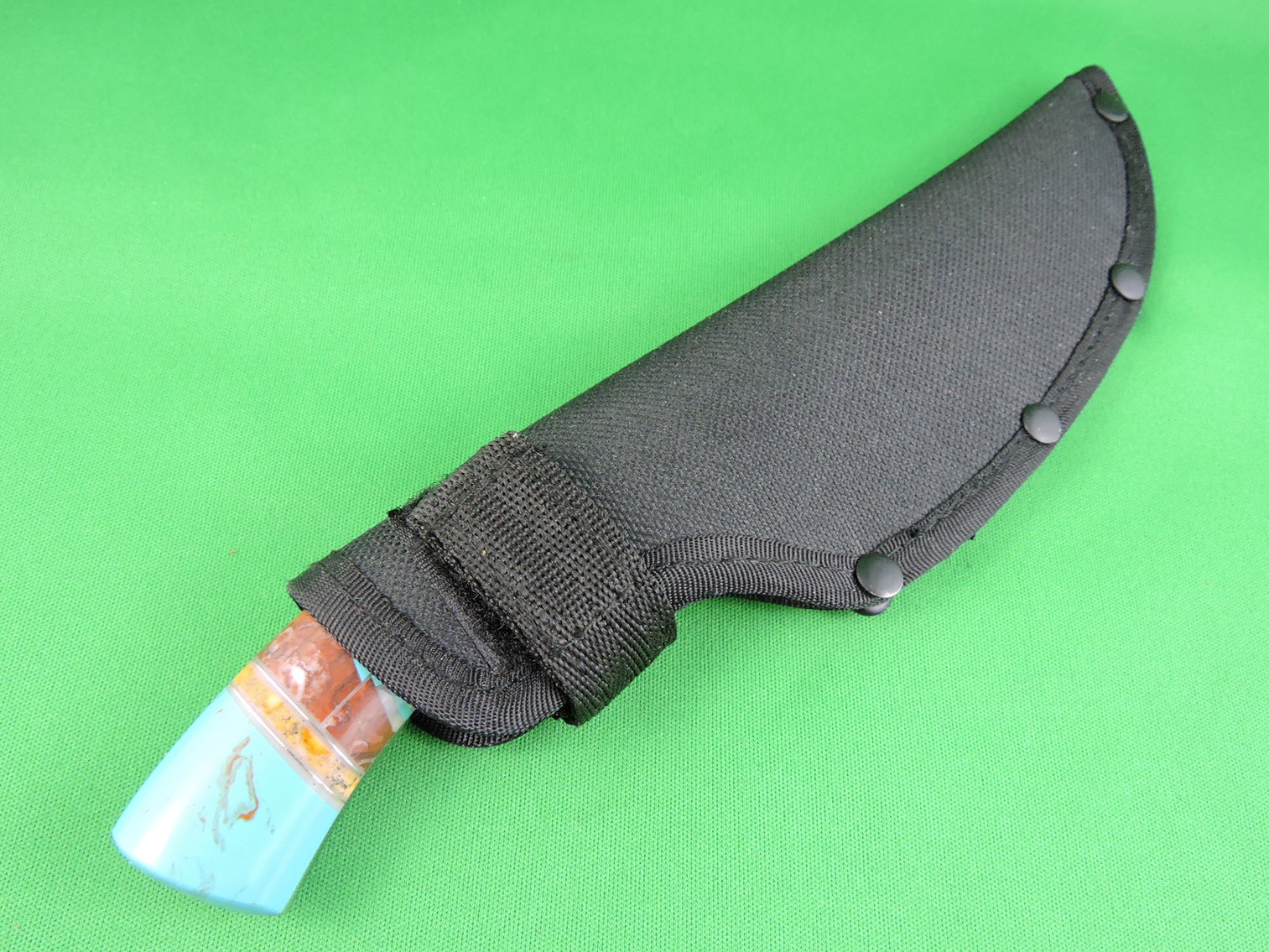 Image for Knife - Fixed Blade - Hand Forged - Turquoise Inlay - Custom Made.