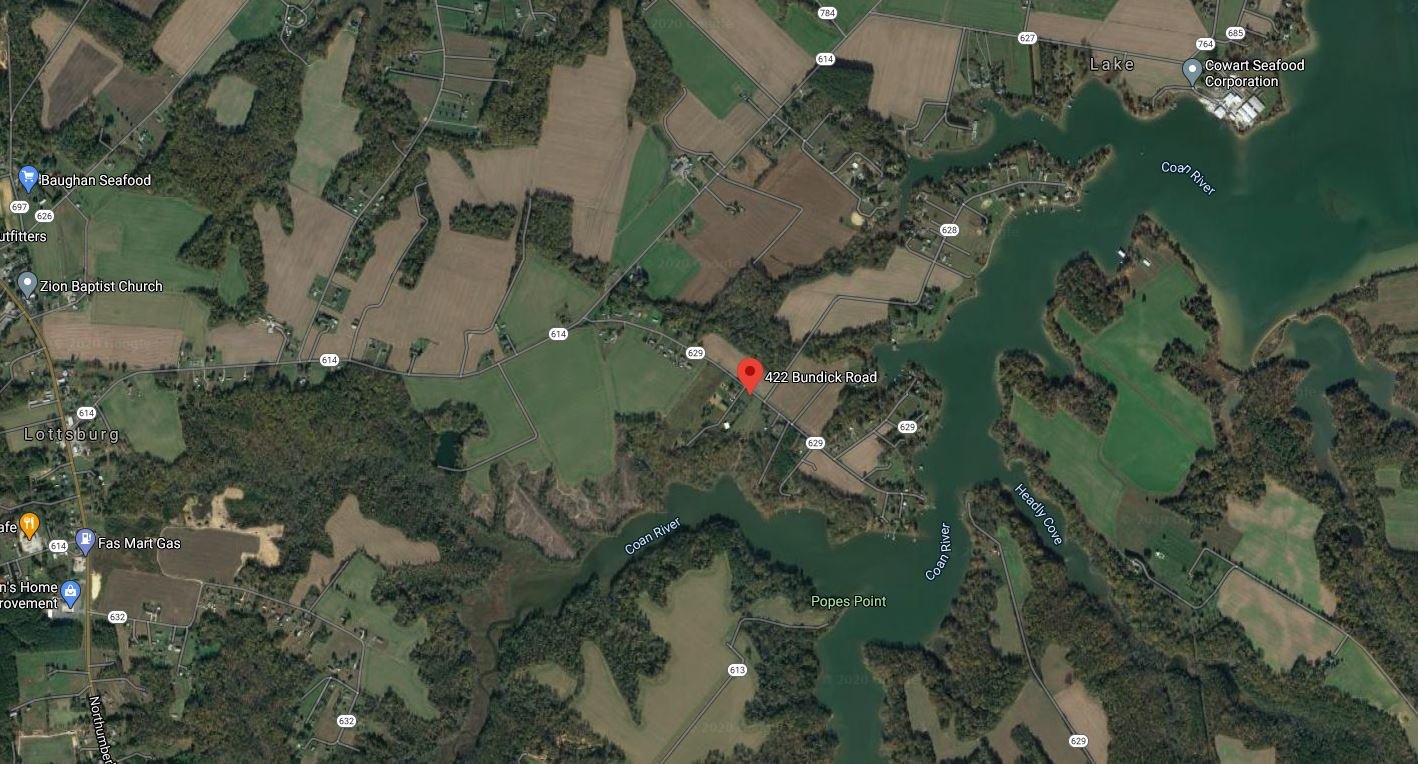 Image for Northern Neck Waterfront Home - 4.3 AC Riverfront Lot - 1,300 SF Unfinished Basement - Quite Cove On Coan River - Northumberland County – 422 Bundick Rd., Lottsburg, VA 22511