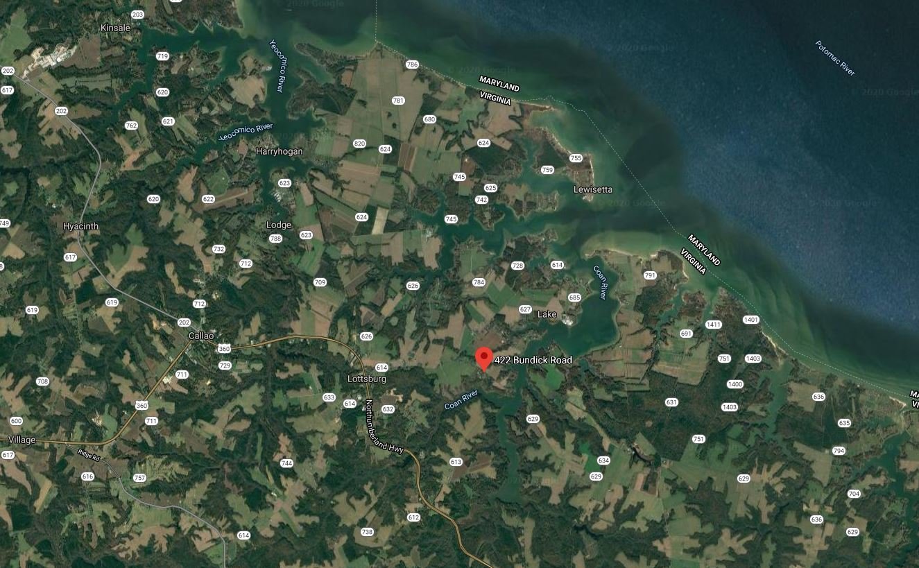 Image for Northern Neck Waterfront Home - 4.3 AC Riverfront Lot - 1,300 SF Unfinished Basement - Quite Cove On Coan River - Northumberland County – 422 Bundick Rd., Lottsburg, VA 22511