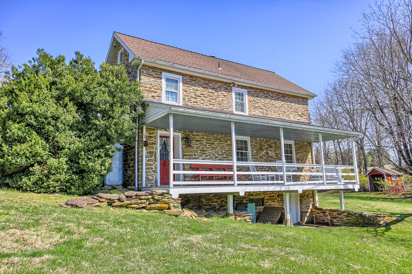 Image for 3 BR, 2.5 BA HISTORIC STONE HOME W/ DETACHED 2 CAR GARAGE & SUMMER HOME OVERLOOKING POND ON 14.04+/- AC