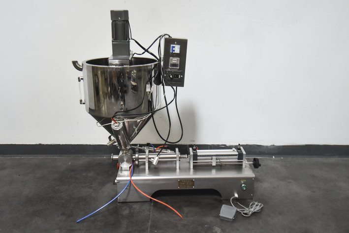 Image for ***SOLD***MJK0449 Quantitative Filling Machine G1WG Semi-Automatic Single Head Paste Liquid Filler with Heating Hopper and Mixing Motor