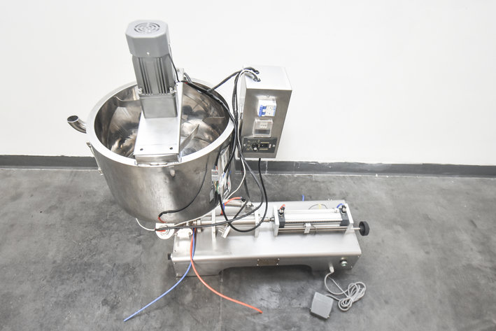 Image for ***SOLD***MJK0449 Quantitative Filling Machine G1WG Semi-Automatic Single Head Paste Liquid Filler with Heating Hopper and Mixing Motor