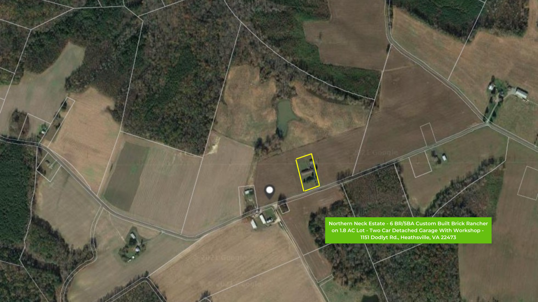 Image for UNDER CONTRACT - Northern Neck Estate - 6 BR/5BA Custom Built Brick Rancher on 1.8 AC Lot - Two Car Detached Garage With Workshop - 1151 Dodlyt Rd., Heathsville, VA 22473