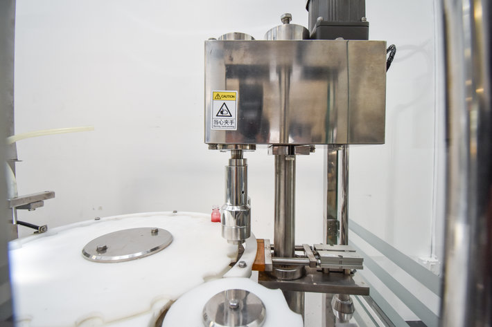 Image for ***SOLD*** MJK0649 Dual Head Liquid Filling/ Capping Machine with Vibratory Cap Feeder and Mixing Tank