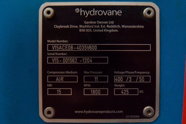 Image for ***SOLD*** MJK0668 Hydro Vane Floor Mounted Rotary Vane Compressor