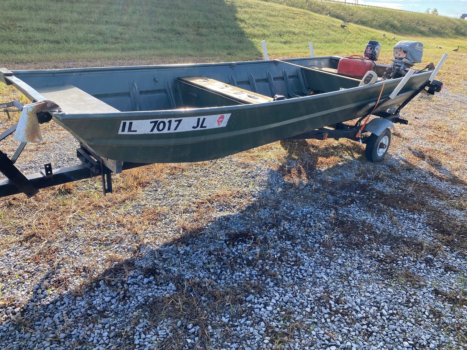 +/-14 Ft. Jon Boat w/ Evinrude & 3.5 Nissan Motors and Trailer