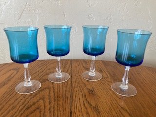 Lot of 4 MCM Crystal Stemmed Cordial Glasses