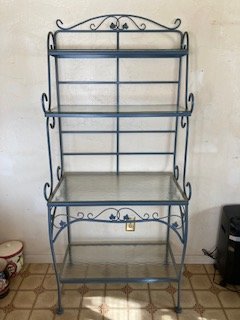 Metal Baker's Rack with Glass Shelves 5'10" x 2'7" x 18"