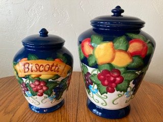 Nonni's Ceramic Hand painted Biscotti and Cookie Jars 9" and 11"