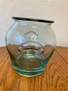 Heavy Green Glass Crock 5.75" x 5.5"