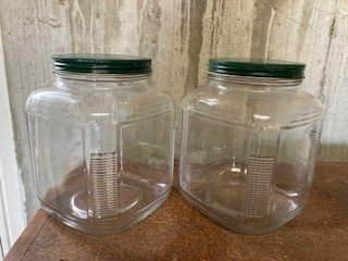 Vintage Hoosier Cabinet/General Store Glass Jars (2)