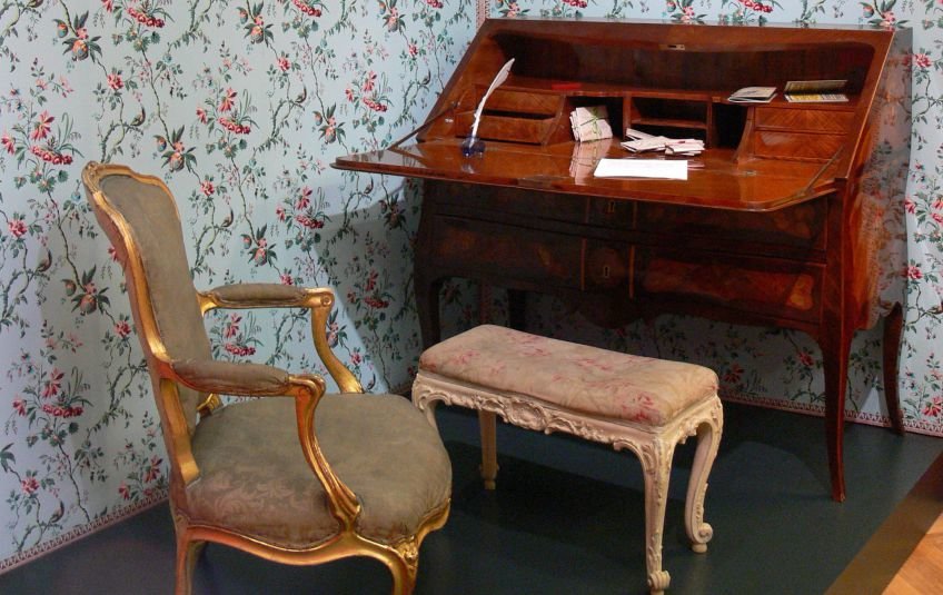 Secretary Desk, Chair, and Bench
